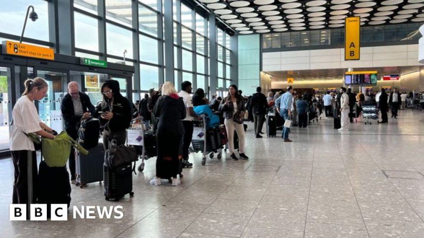 Day of delays after airport check-in system hit