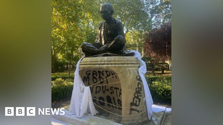 Gandhi statue defaced in London days before his birthday
