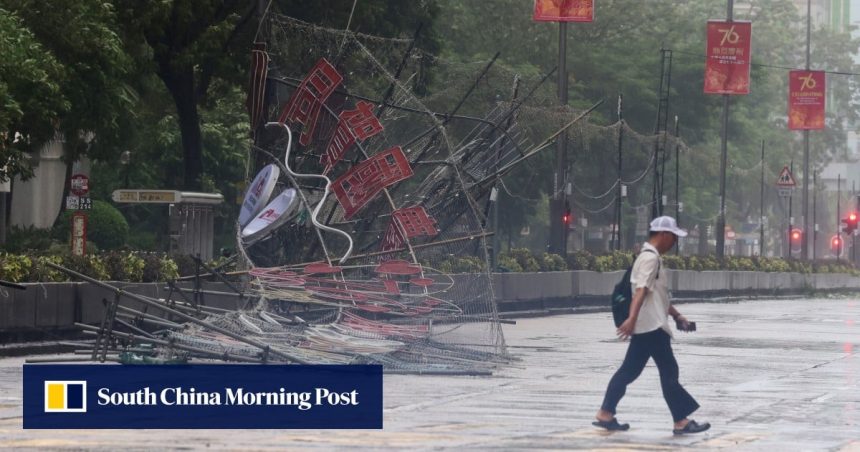 Hong Kong lowers typhoon warning signal to No 1 as Ragasa weakens