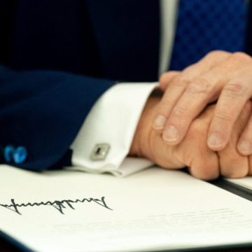 US President Donald Trump's signature is seen on an executive order in the Oval Office of the White House in Washington, DC, on February 14, 2025. (Photo by SAUL LOEB / AFP) (Photo by SAUL LOEB/AFP via Getty Images)