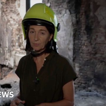 Inside Kyiv government building hit by missile strike