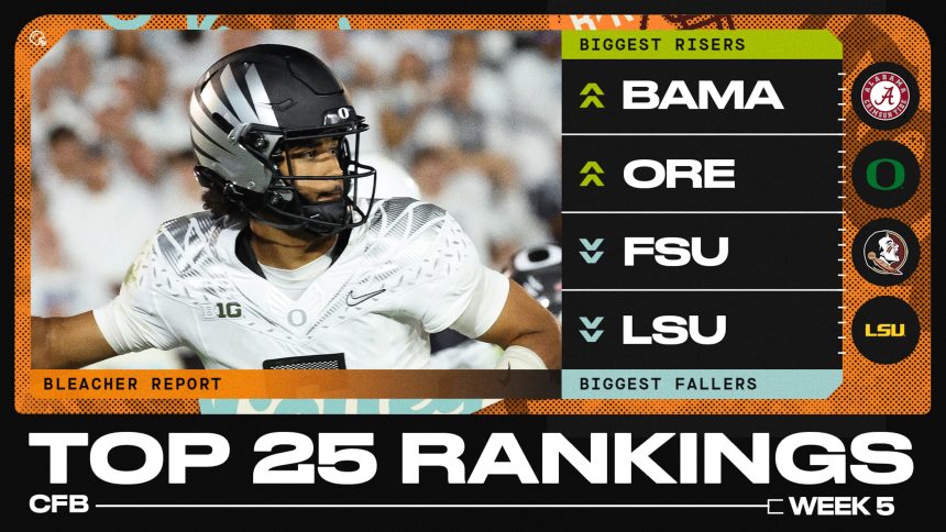 B/R's 2025 College Football Experts Top 25 Rankings After Week 5