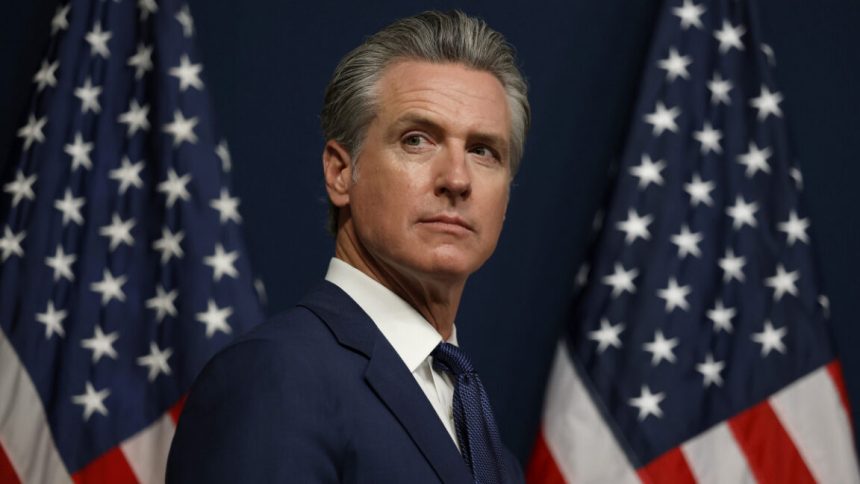 California Gov. Gavin Newsom looks on during a bill signing event related to redrawing the state’s congressional maps on August 21, 2025