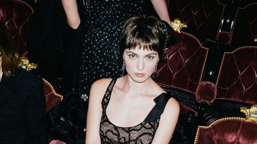 Chanel house ambassadro Anamaria Vartolomei at the Paris Opera Ballet Opening Gala.