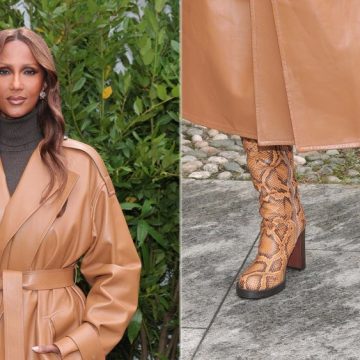 Iman Bowie arrives at the Tod's fashion show during the Milan Womenswear spring 2026 on Friday wearing the brand's Python Boots in Yellow.