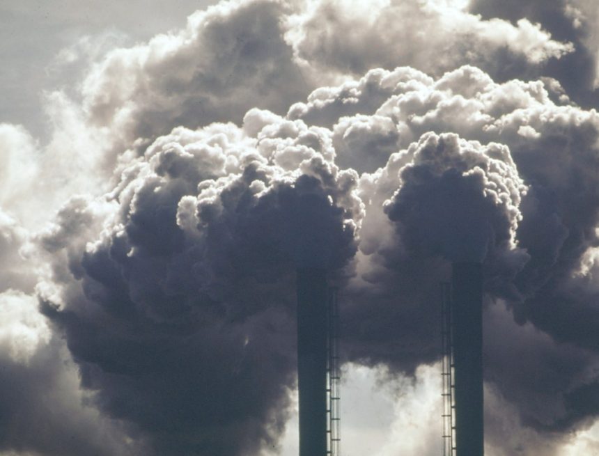 Image of air pollution in Lake Charles, Louisiana, pouring out of smokestacks at a chemical plant.