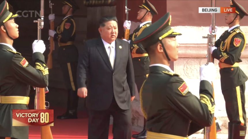 Kim Jong Un stands center stage with Xi, Putin at China’s military parade