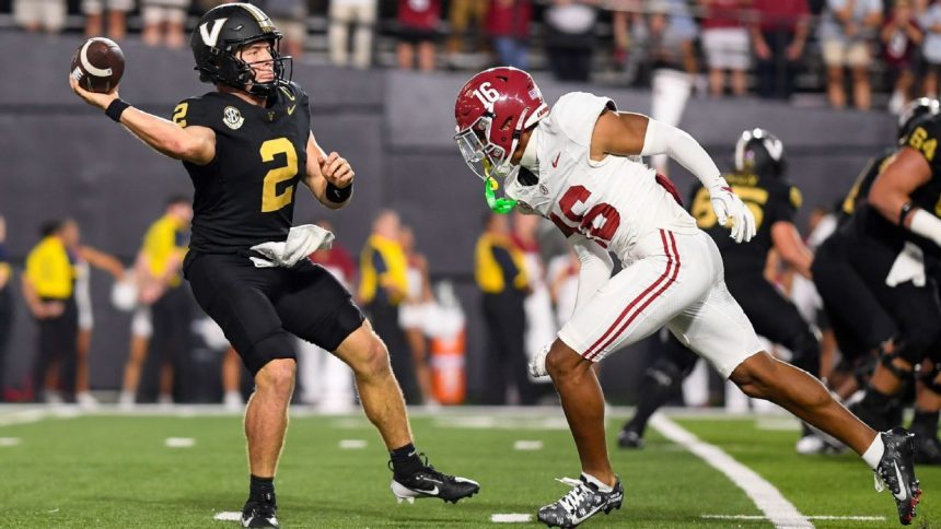 College football Week 6: Alabama-Vanderbilt, Miami-Florida State, more