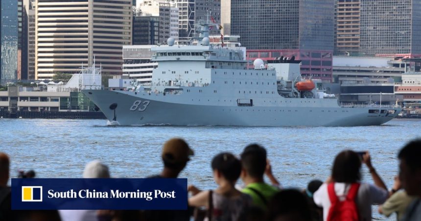 Crowds gather at Hong Kong’s Victoria Harbour to bid farewell to PLA naval ships