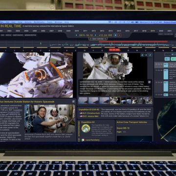 25 years, one website: ISS in Real Time captures quarter-century a laptop computer sitting on a mission control console displays a website