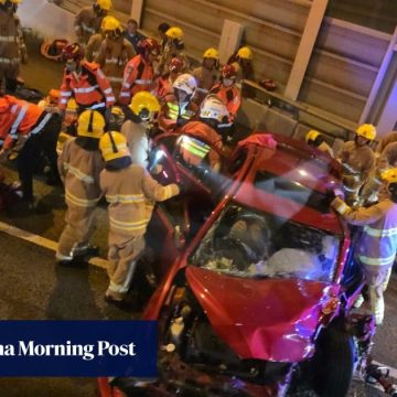 Family of 3 hurt in Hong Kong as car slams into truck parked near tunnel
