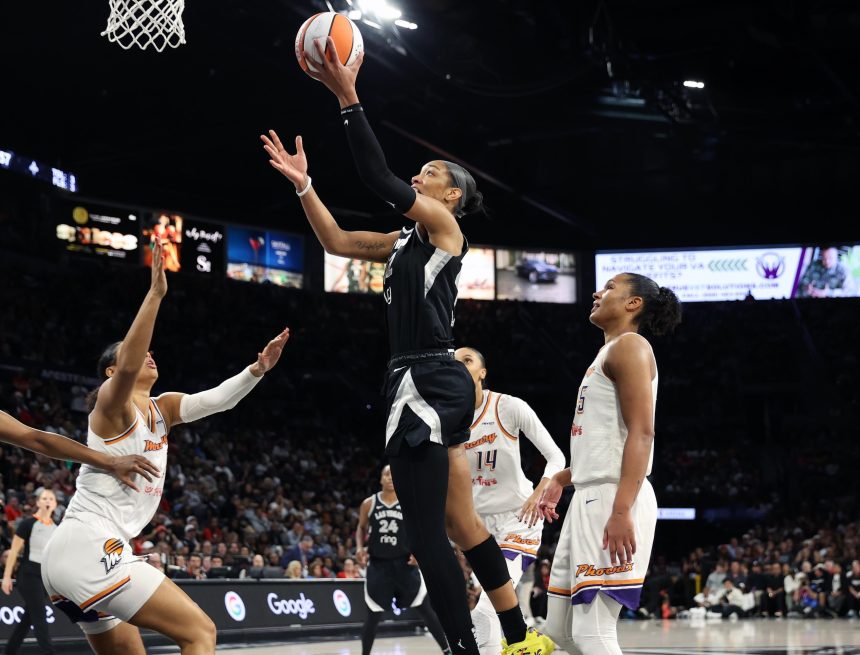A'ja Wilson Double-Doubles, Leads Aces to Win Over Mercury in WNBA Finals Game 1