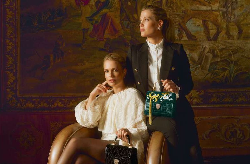 Lady Amelia and Lady Eliza Spencer  in the Aspinal of London 2025 holiday campaign.