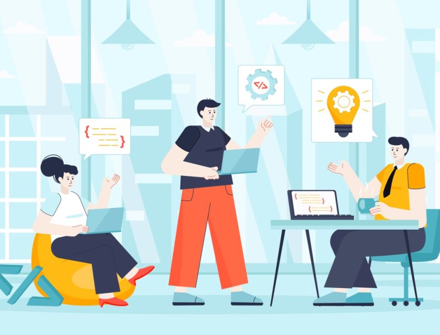 Group of developers working together.