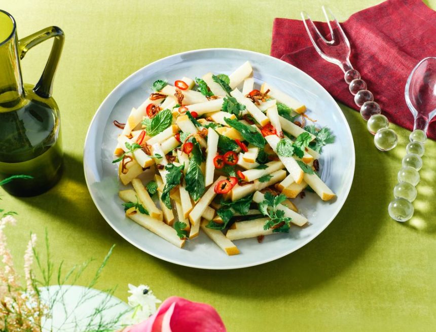 Asian Pear Salad With Crispy Shallots Recipe