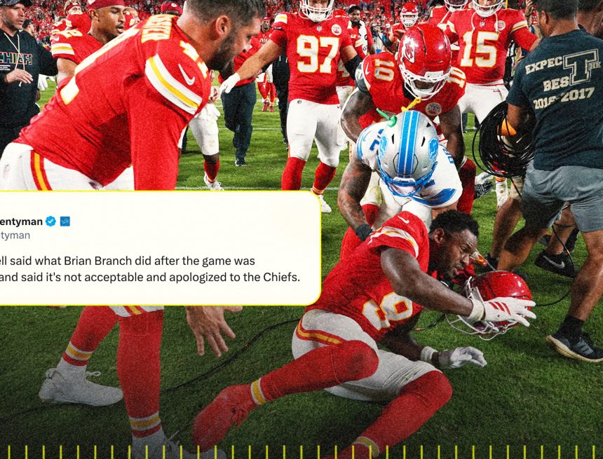 Brian Branch Hits JuJu Smith-Schuster on Video as Chiefs, Lions Scuffle Postgame