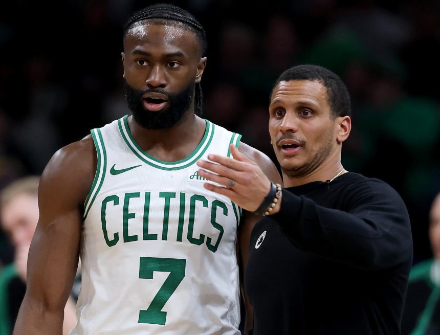 Celtics' Jaylen Brown, Joe Mazzulla Debate Who Would Win Fight in Starting 5 Video