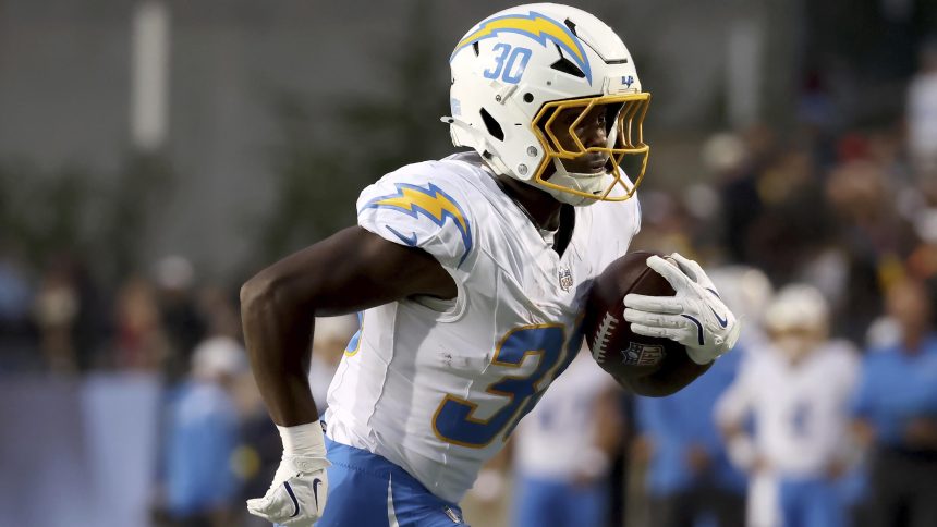 Chargers' Hassan Haskins, Kimani Vidal Fantasy Outlook After Omarion Hampton Injury