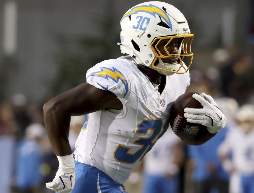 Chargers' Hassan Haskins, Kimani Vidal Fantasy Outlook After Omarion Hampton Injury