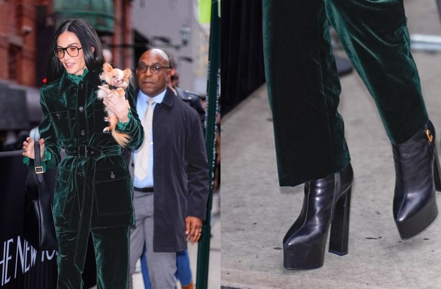 On Saturday, Demi Moore made an appearance at the New Yorker Festival 2025 in Saint Laurent platform boots.
