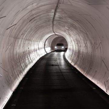A Tesla in the Boring company tunnel in Las Vegas.