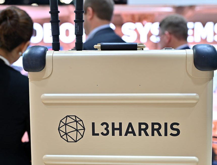 a photo of a rugged suitcase with L3Harris branding on the front