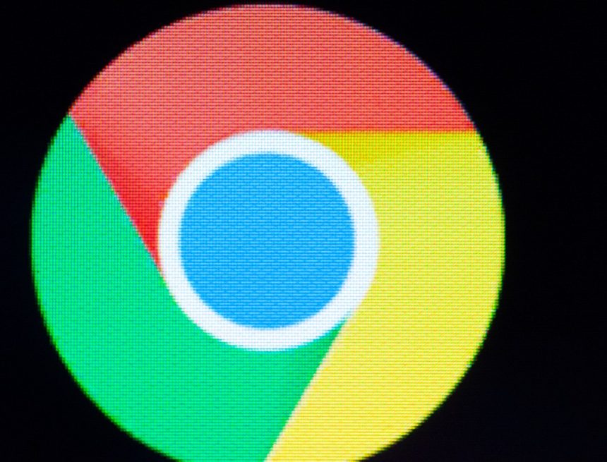A Chrome web browser logo is seen on an Android portable device.