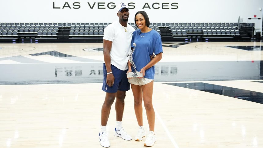 Heat's Bam Adebayo Attends A'ja Wilson, Aces vs. Mercury WNBA Finals Game 4 in Video
