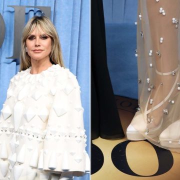 Heidi Klum and her daughter Leni at BOFF500 Gala during Paris Fashion Week on Saturday. Heidi wore what appear to be a bespoke version of the platform shoes on the Stéphane Rolland spring couture 2025 runway.