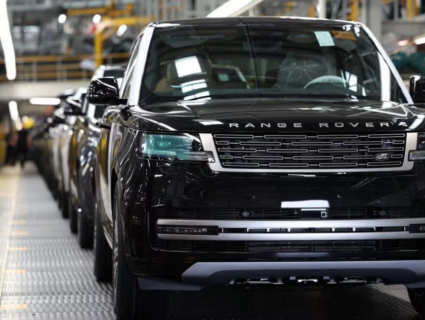 A Land Rover on a production line