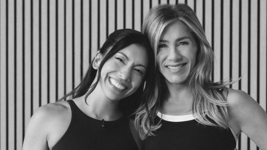 Pvolve's Dani Coleman (left) and Jennifer Aniston (right).
