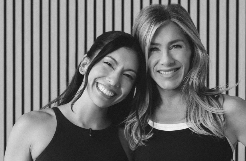 Pvolve's Dani Coleman (left) and Jennifer Aniston (right).