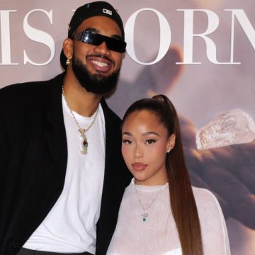 NEW YORK, NEW YORK - SEPTEMBER 17: (L-R) Karl Anthony Towns and Jordyn Woods attend Jared Jewelers "A Diamond Is Born" Film Premiere at The Frick Collection on September 17, 2025 in New York City. (Photo by Craig Barritt/Getty Images for Jared Jewelers)