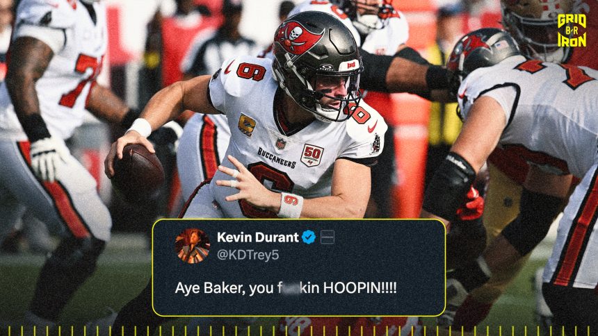 Kevin Durant Hypes Baker Mayfield During Bucs vs. 49ers, 'You F--kin Hoopin'