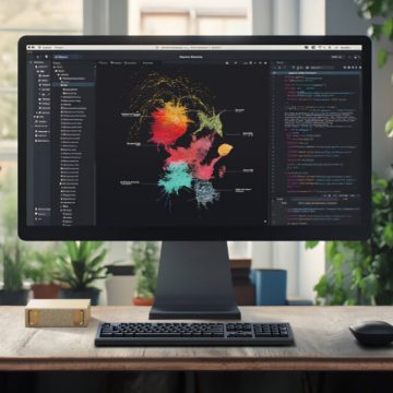 The Nvidia DGX Spark is the tiny gold box sitting on the desk to the left of the monitor.