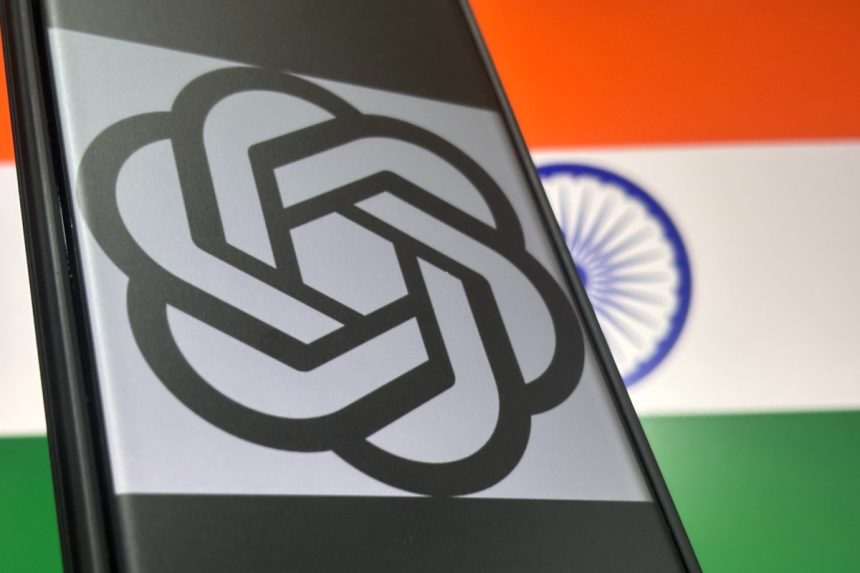 OpenAI offers free ChatGPT Go for one year to all OpenAI logo over flag of India