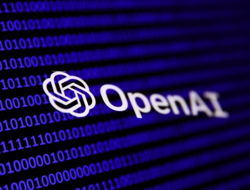 Binary code and OpenAI logo