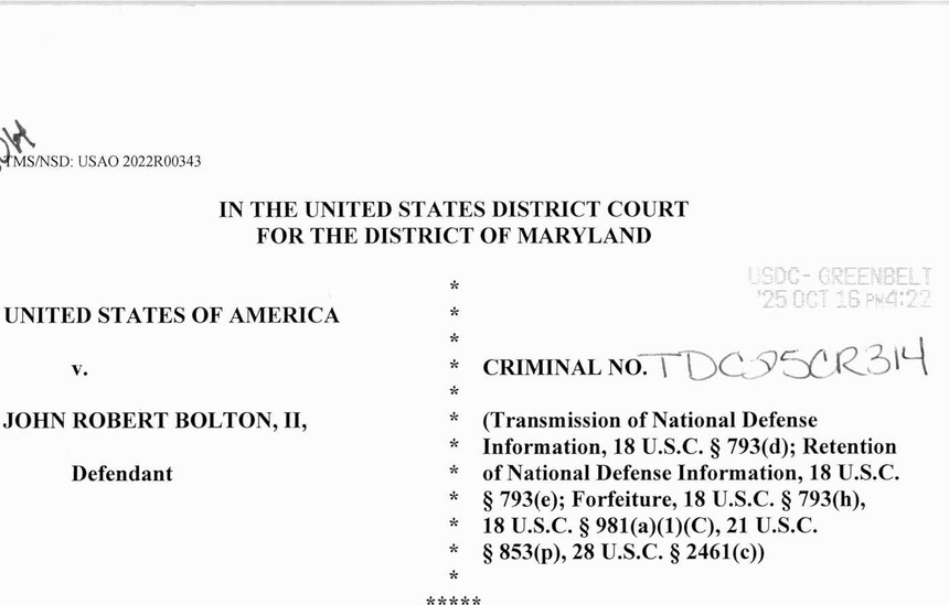 Read the Indictment of John R. Bolton