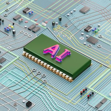 A complex electronic circuit board containing an artificial intelligence chip