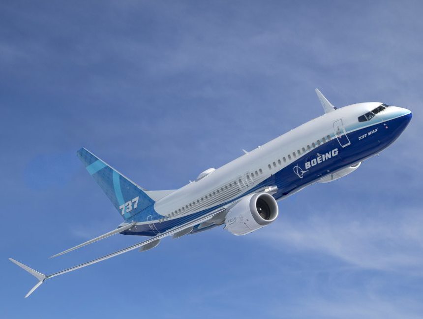 Promotional image of Boeing 737 passenger jet plane.