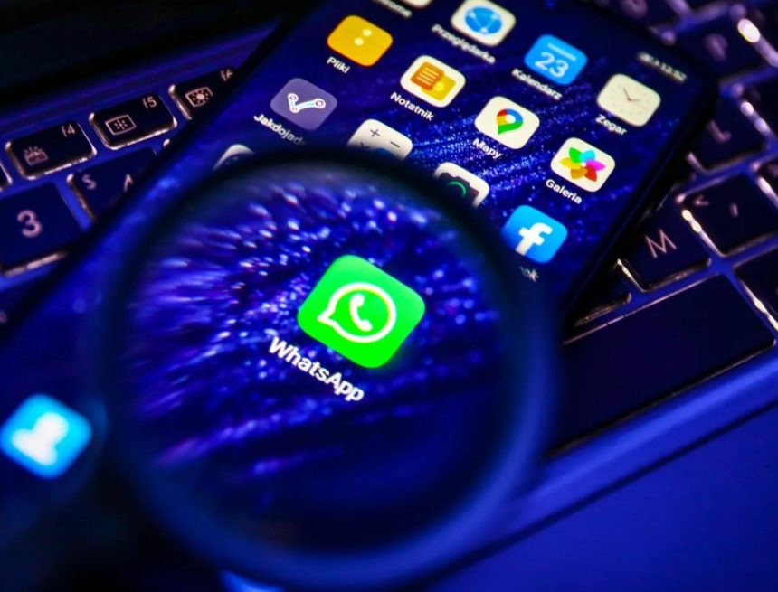 The WhatsApp icon displayed on an iPhone.