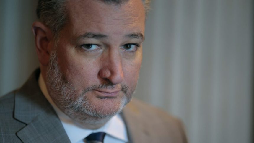 Close-up photo of Sen. Ted Cruz's face and shoulders.