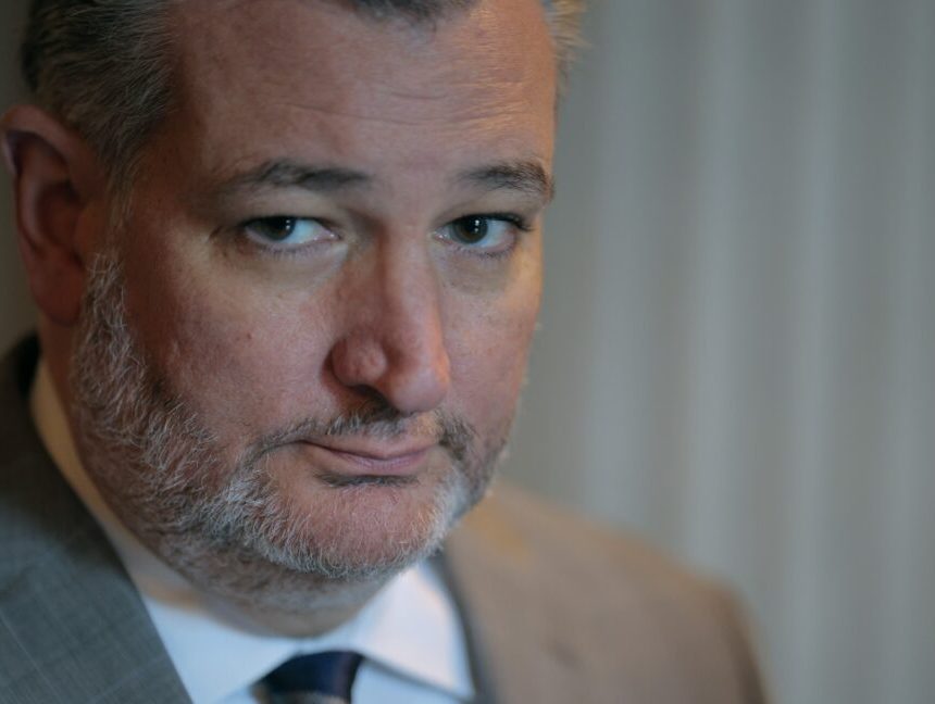 Close-up photo of Sen. Ted Cruz's face and shoulders.