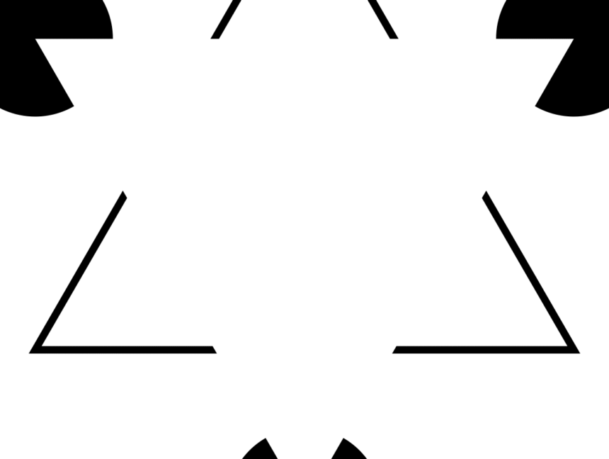 Image of a set of lines and partial circles that creates the illusion of a triangle in the middle.