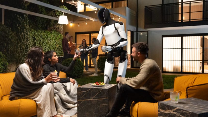 A photo of Tesla's Optimus humanoid robot prototype provided by Tesla for the "We Robot" event on October 10, 2024.