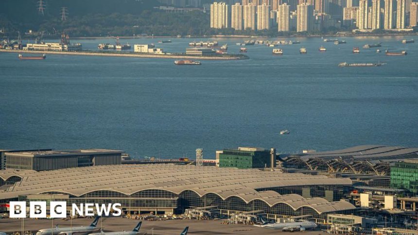 Emirates cargo plane skids off runway into sea at Hong Kong International Airport