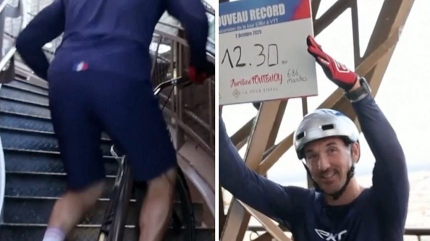 TikTok star breaks world record for cycling up the Eiffel Tower
