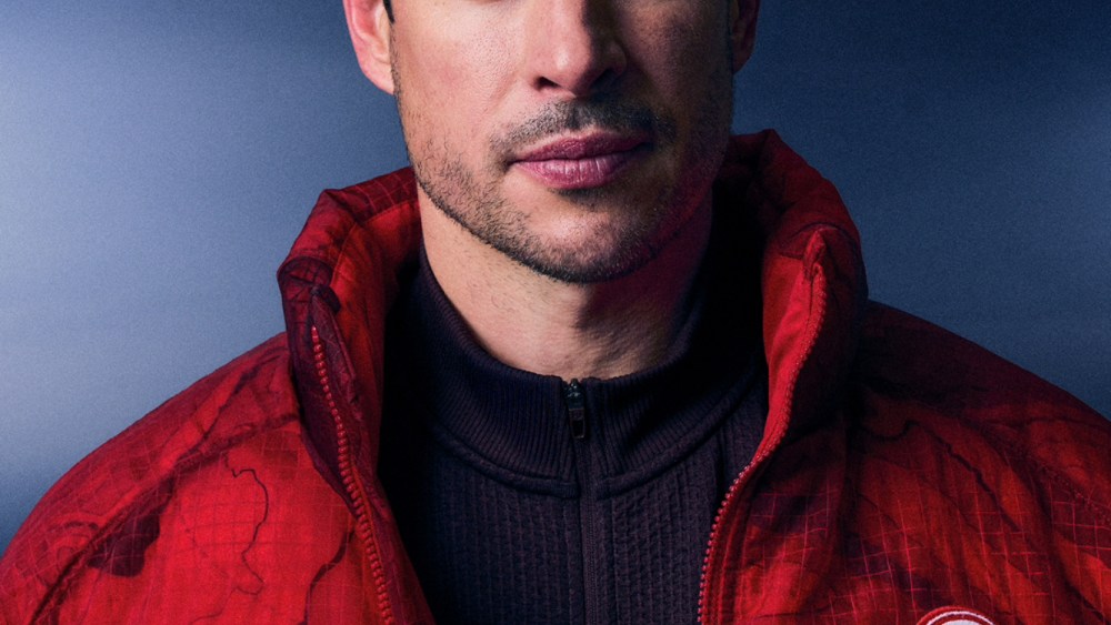 Ice hockey player Sidney Crosby in the Lululemon jacket for Team Canada.