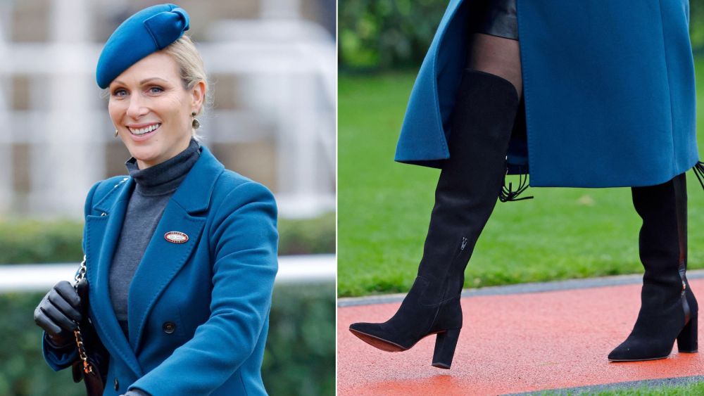 Zara Tindall wears Fairfax & Favor's Fitzrovia Black Suede Boots to day 2 of Cheltenham’s November Meeting.