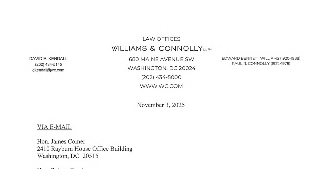 Bill and Hillary Clinton’s Stance on Epstein Testimony Nov. 3